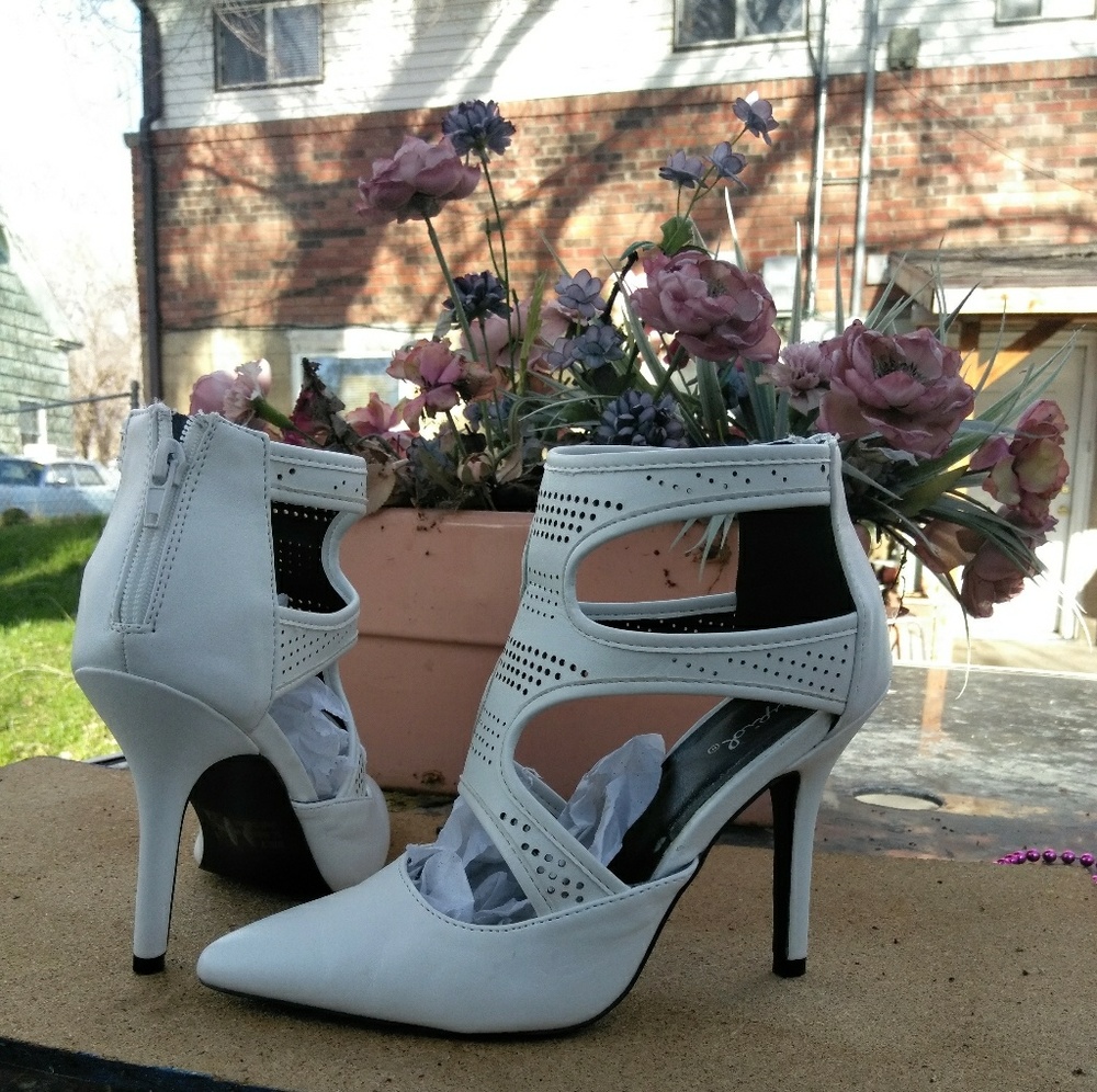 White cupid high heels